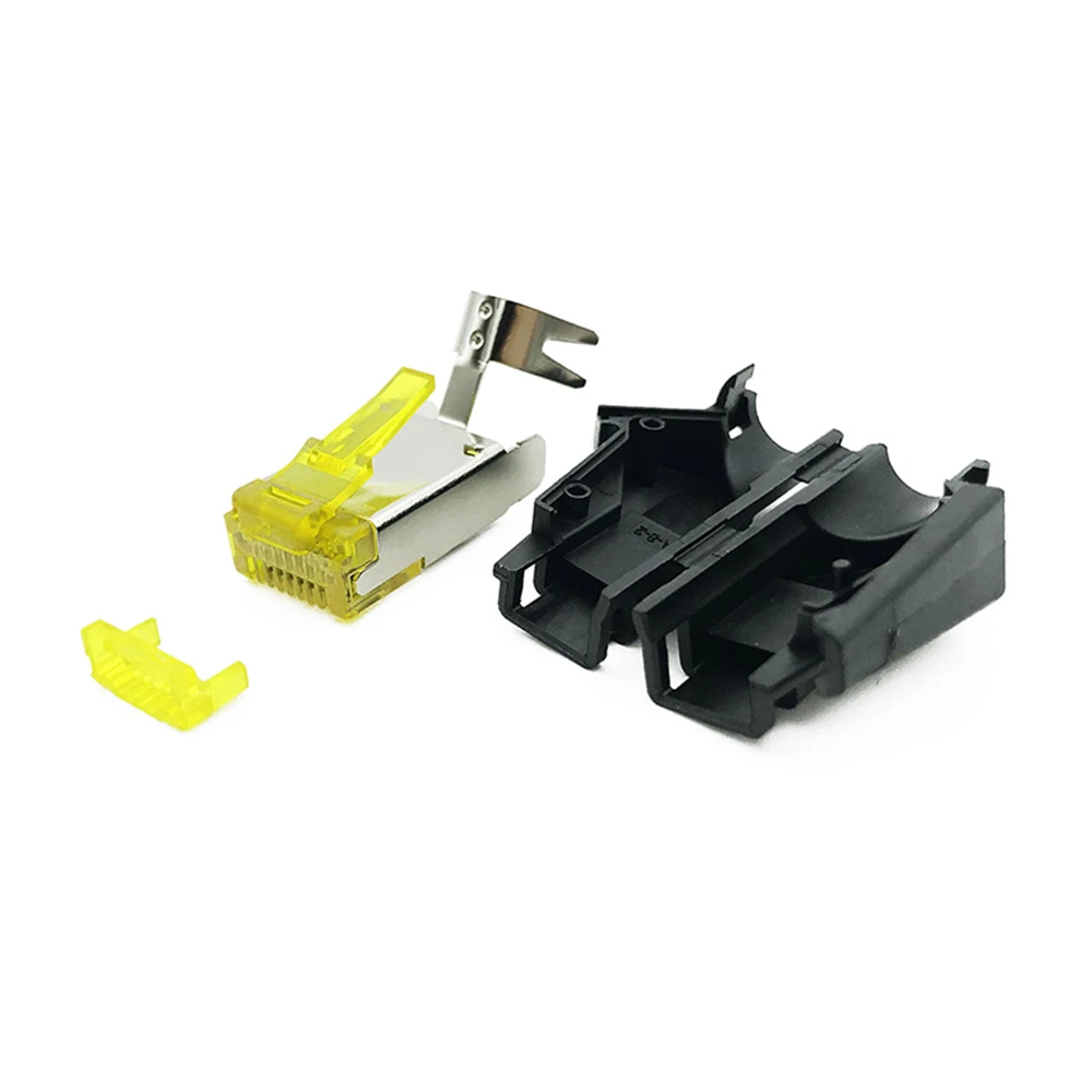 10PCS RJ45 connector 8P8C Modular Plug shielded German industrial For network cable hole diameter 1.02mm with sheath outer diame