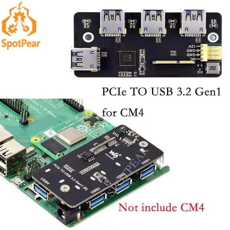 Raspberry Pi Compute Module 4 CM4 IO Board PCIe TO USB 3.2 Gen1 Adapter 4x HS USB