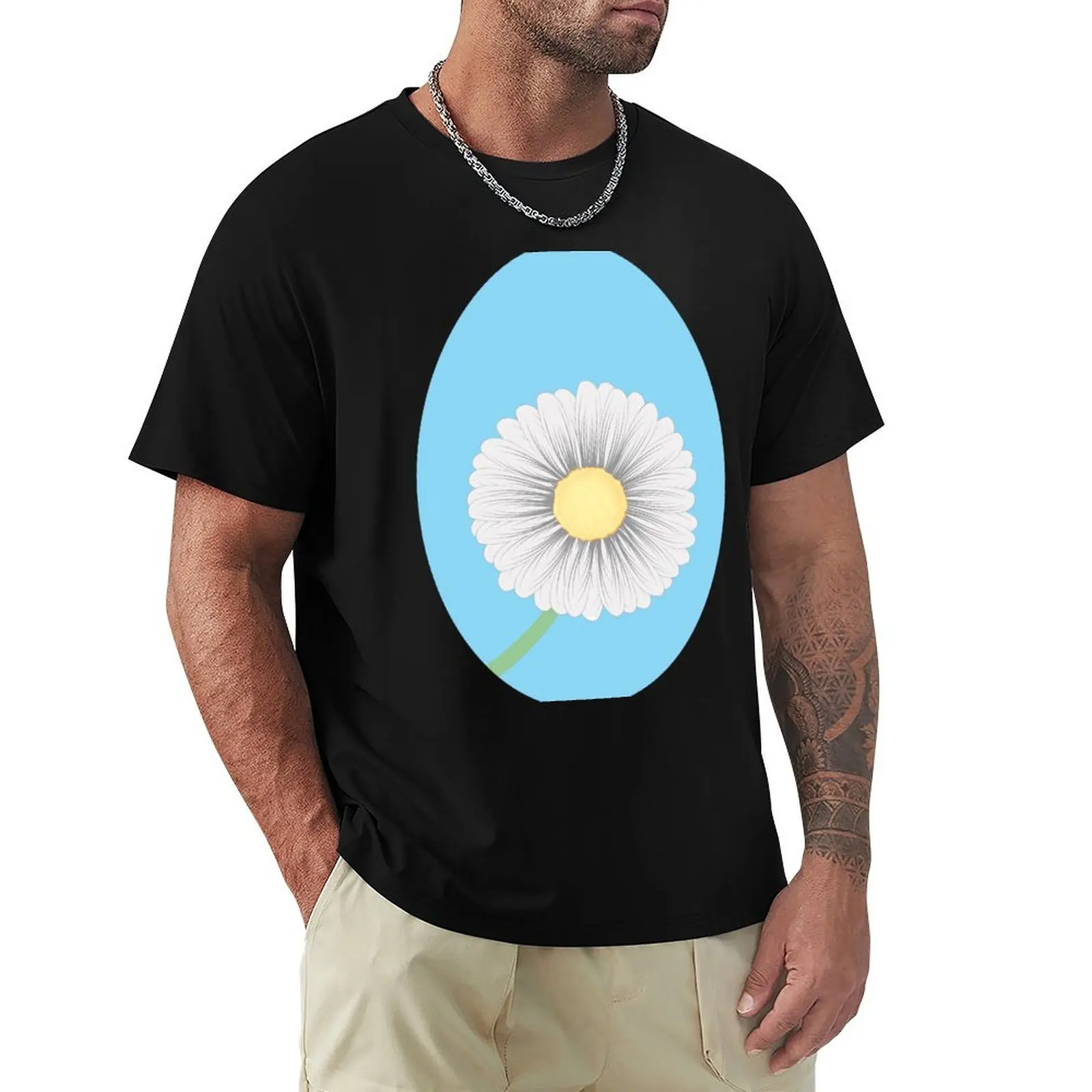 Daisy Flower T-Shirt Casual Fashion Short Sleeve Cotton T-Shirt