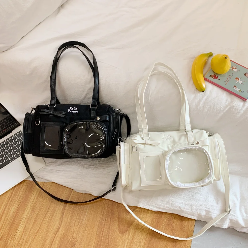 

New in Kawaii Hand-held Shoulder Bag Japanese Ins JK Girls Crossbody Bag Large Capacity Versatile Travel Bag Transparent Ita Bag