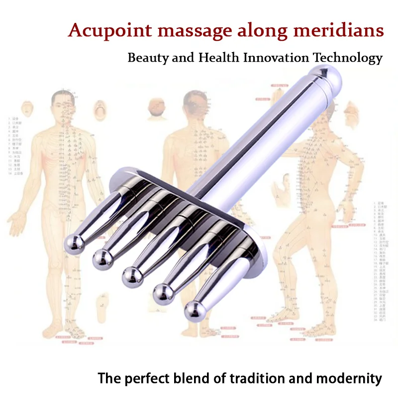 Bright Magnetic Fork Magnet Five Round Heads Magnetic Fork Magnetic Point Meridian Massage Stick To Dredge Lymphatic