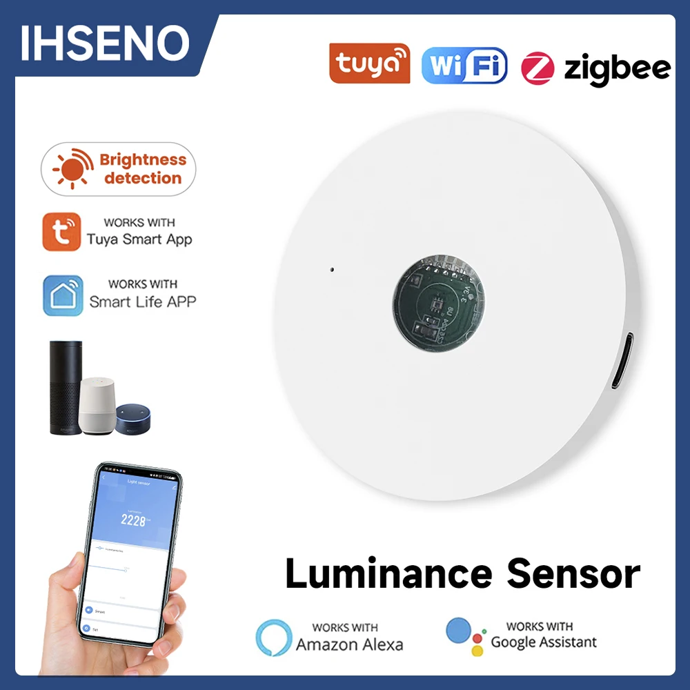 

Tuya ZigBee WiFi Light Sensor Smart Home Illumination Sensor APP Linkage Control Brightness Detector Illumination Automation