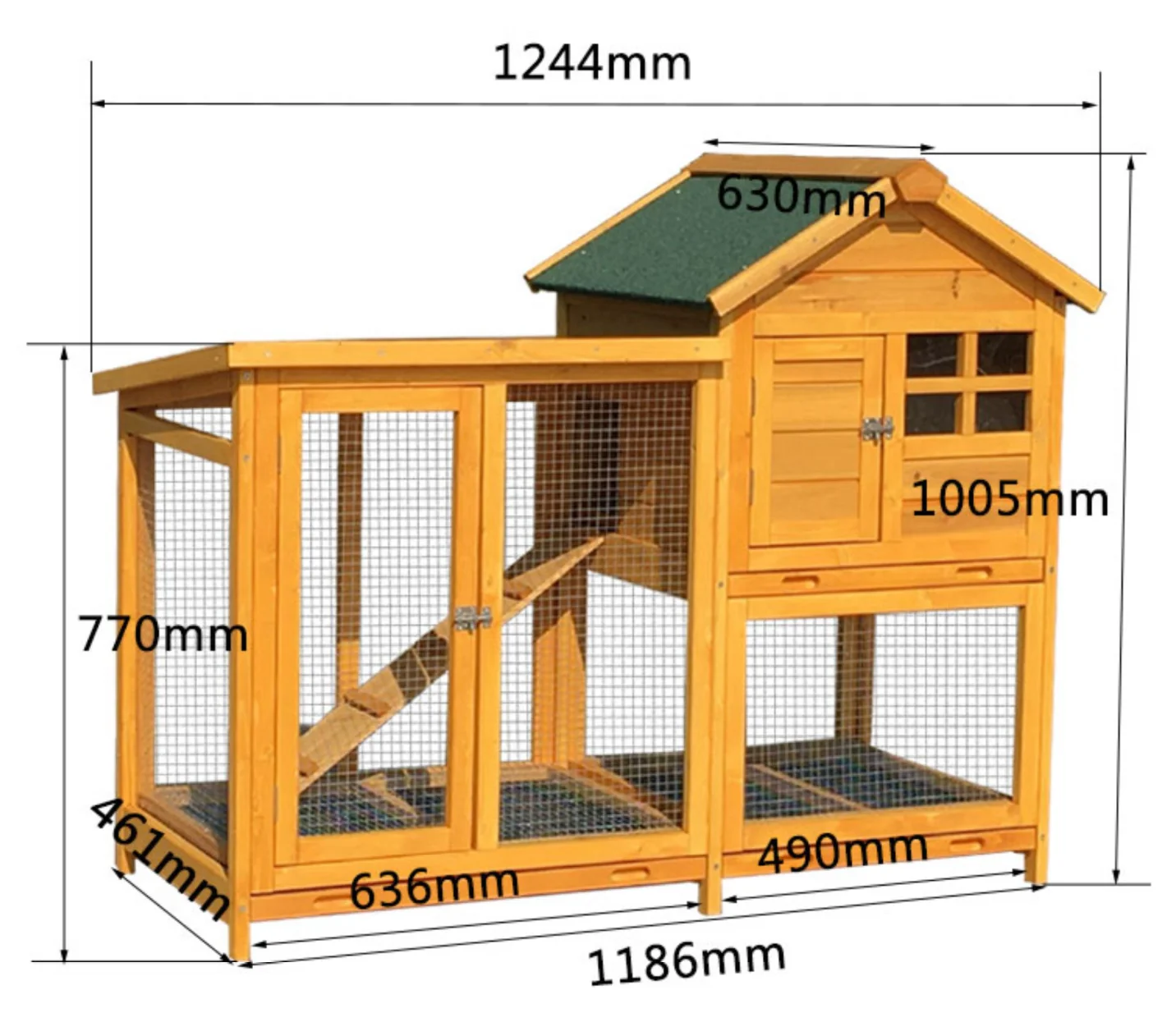Gabbia per animali domestici Gabbia per conigli all'aperto Famiglia Grande gabbia per polli Casetta per gatti 1244 * 630 * 1005 mm