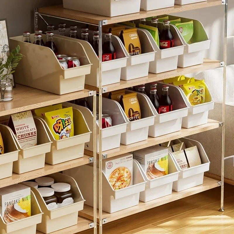 Slanted Open Front Plastic Storage Bin Multipurpose Cabinet Organizer Kitchen Pantry Box for Food & Small Gadgets