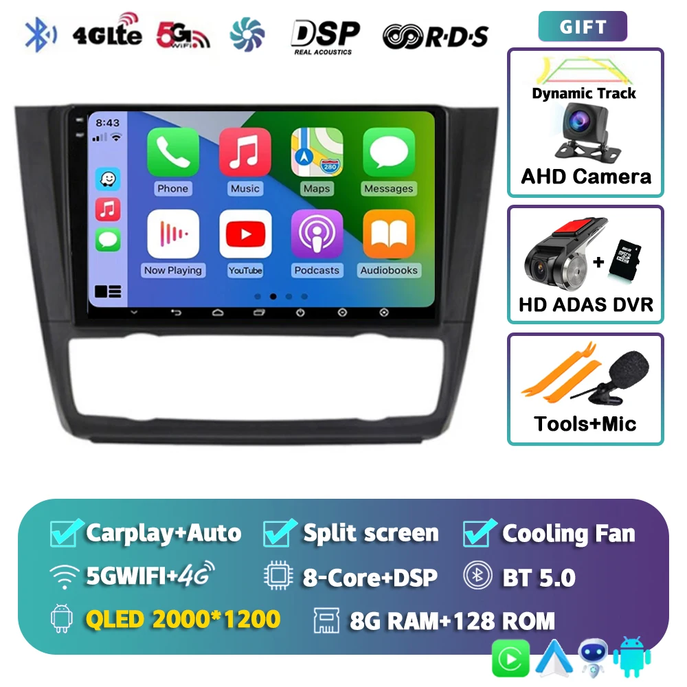 Android 15 Voor BMW 1-Serie E88 E82 E81 E87 2004 - 2011 2K QLED Android Autoradio multimedia Video Player GPS stereo CarPlay 4G - afbeelding 1