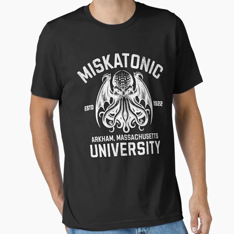 

MISKATONIC UNIVERSITY_1128 Scary Halloween Gift T shirt Large size Tops Horror Cthulhu Scifi Print clothes