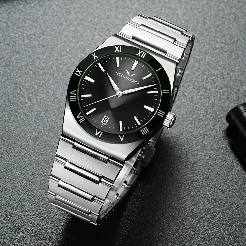 Dropshipping New Fashion Specht & Söhne Luxury Quartz Watch For Men 38MM Stainless Steel Watch Sapphire Crystal 50M Waterproof