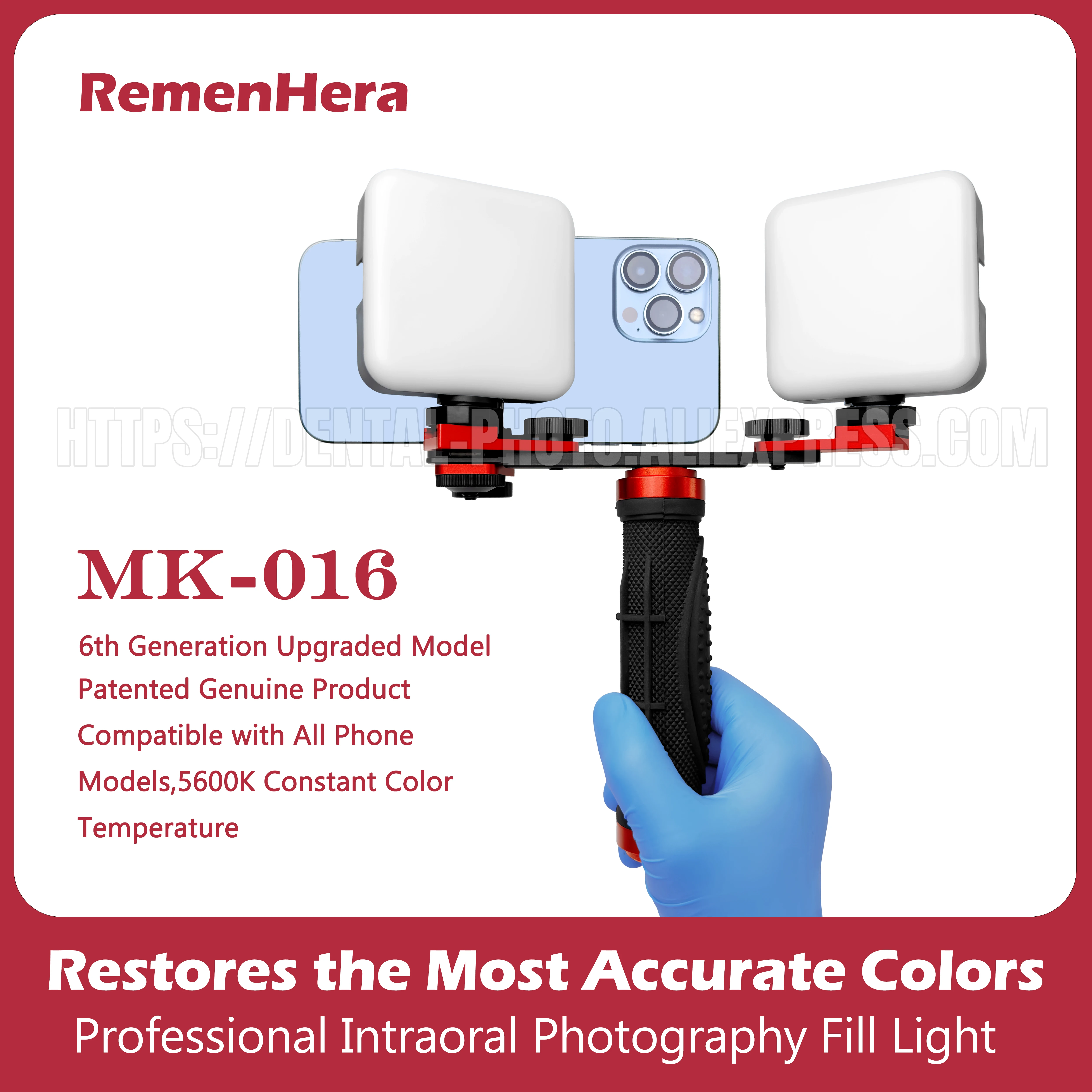 

Hera | Model MK-16 Dental Photography Light Mobile Phone LED Fill Light, Anti Reflective, Macro Multi Function Lamp for Dentist