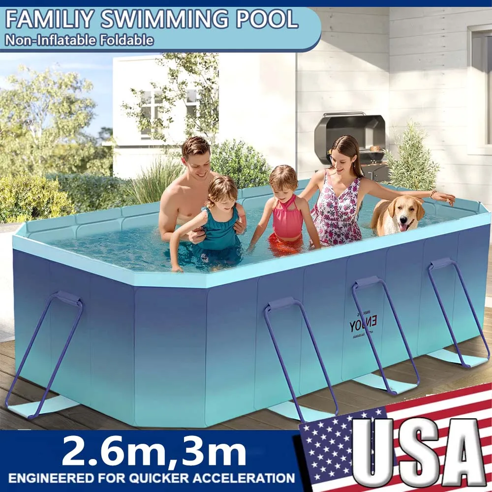 

2.6m 3m PVC Non-Inflatable Summer Swimming Pool For Family Home Outdoor Garden Backyard Foldable Water Swim Sports Party Pool