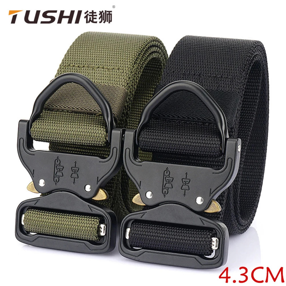 

TUSHI 1.7 inch New Tactical Belt Metal Buckle Quick Release Elastic Belt Casual Tooling Training Belt Men's Trousers Belt