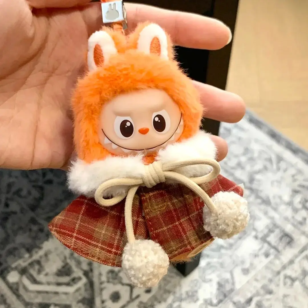 

For 10.5cm Labubu 4.0 Mini Doll Hair Scarf Cape Set Winter Seasonal Outfit Accessories Ropa Labubu Clothes Christmas Gift