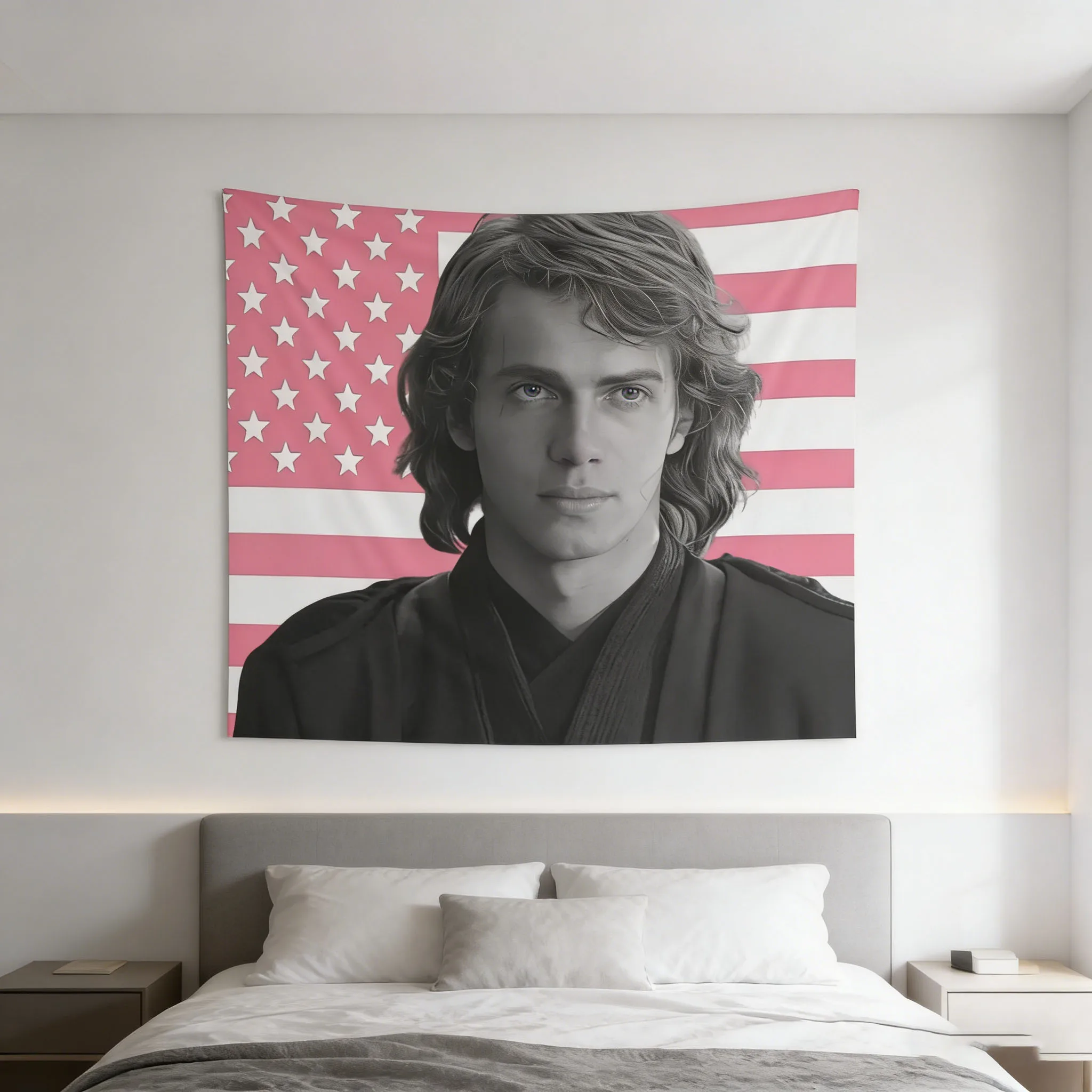 1 Stück Anakin Skywalker Wandteppich, rosa, amerikanisches Flaggen-Design, Kunst-Wandbehang, Heimdekoration für Schlafzimmer, Wohnheim, Geschenk für Fans, Geek-Dekor