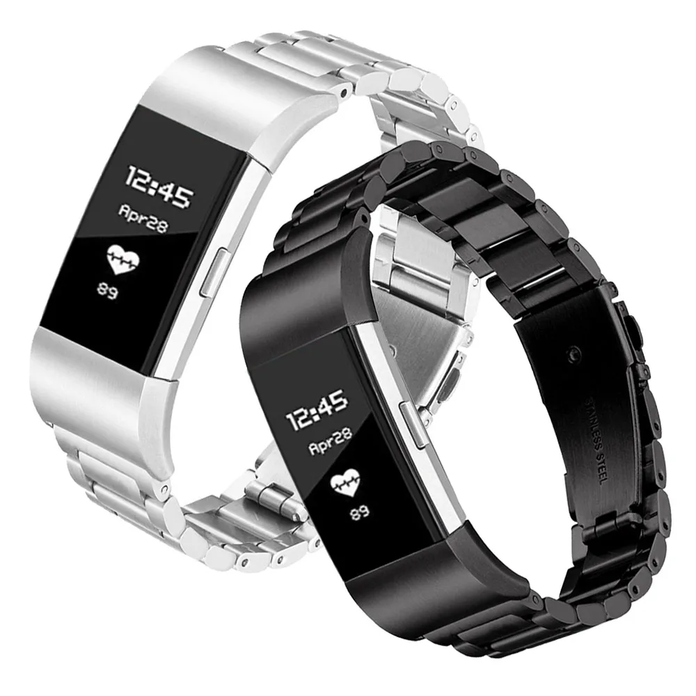 

Для Fitbit Charge 2/3/4/5 браслет из нержавеющей стали с металлической пряжкой, ремешок на запястье, ремешок для умных часов, серебристый, черный, бесплатная доставка