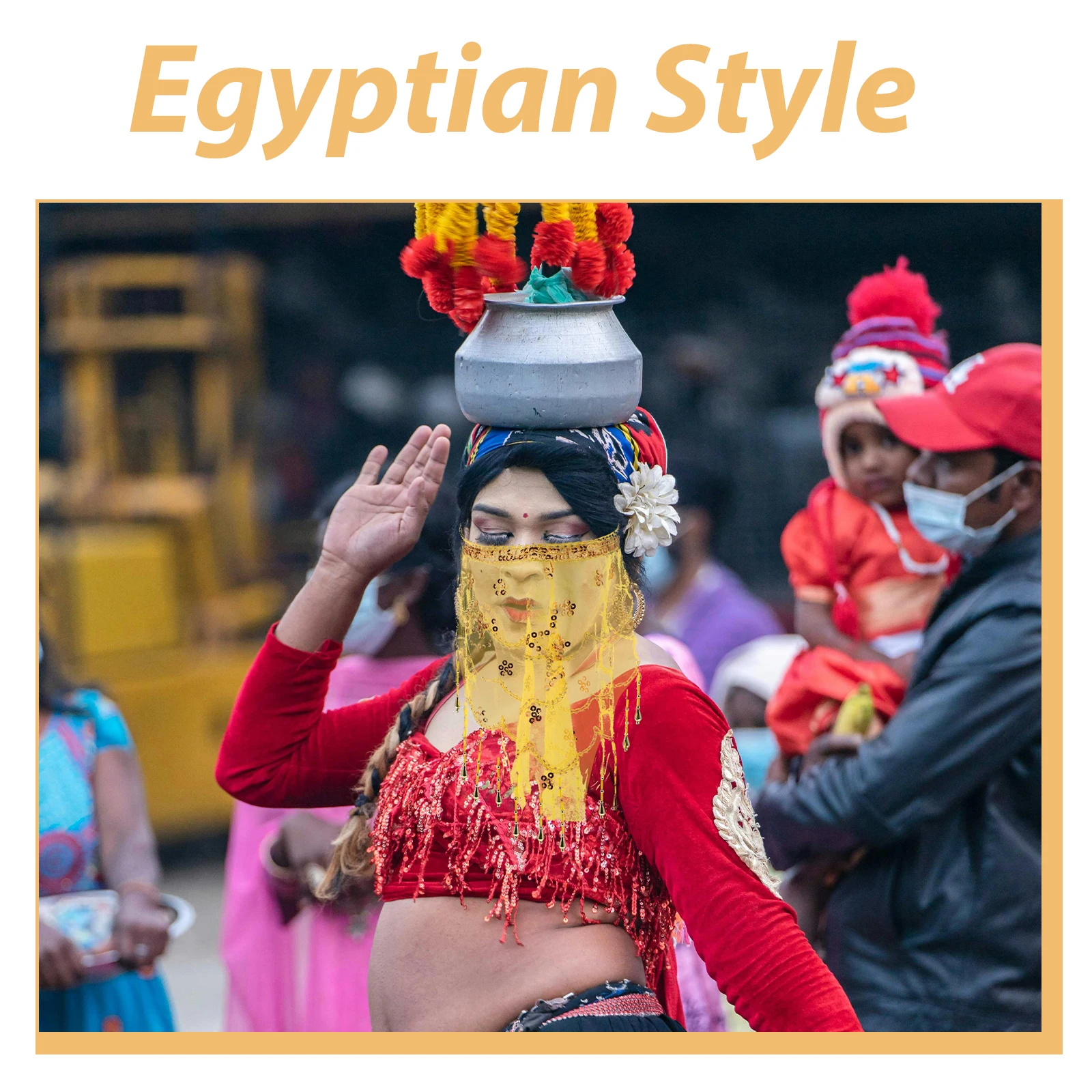 Belly Dancing Golden Bead Face Veil Elegant Half Mask for Cosplay Halloween Party Performance Accessory for Women