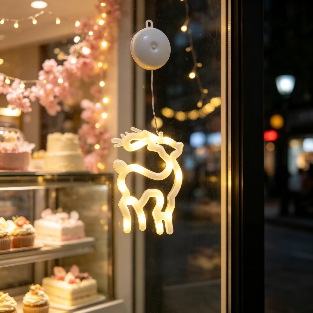 Christmas Suction Cup Window Lights, Battery‑Powered, Star Bell LED Hanging Fairy Light for Indoor Wall Shop Home Holiday Decor
