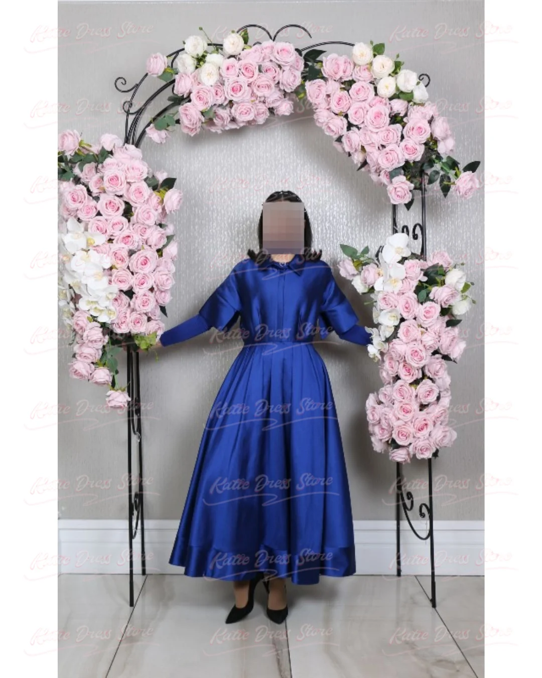 Customized Bridesmaid Dress for Women Satin Puffy Ballon Sleeve Wedding Ball Gowns Evening Dress High Neck Bridal Pageant Dress