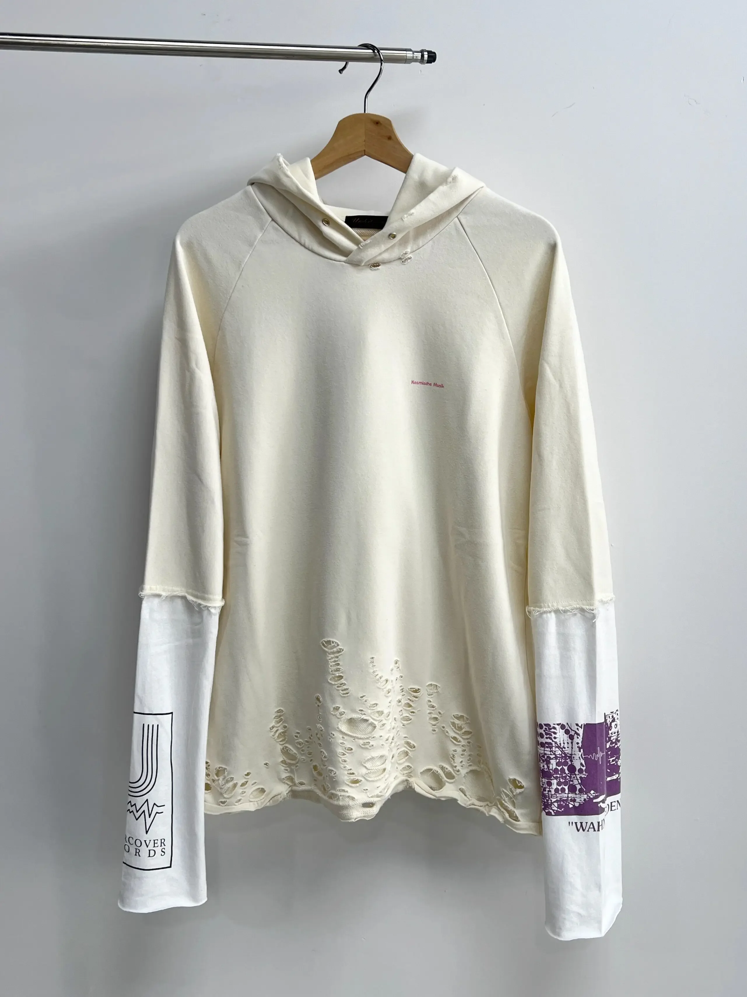 Under 06ss Destruction Wormhole Swirl Splicing Hooded Ripped Sweater Hoodie