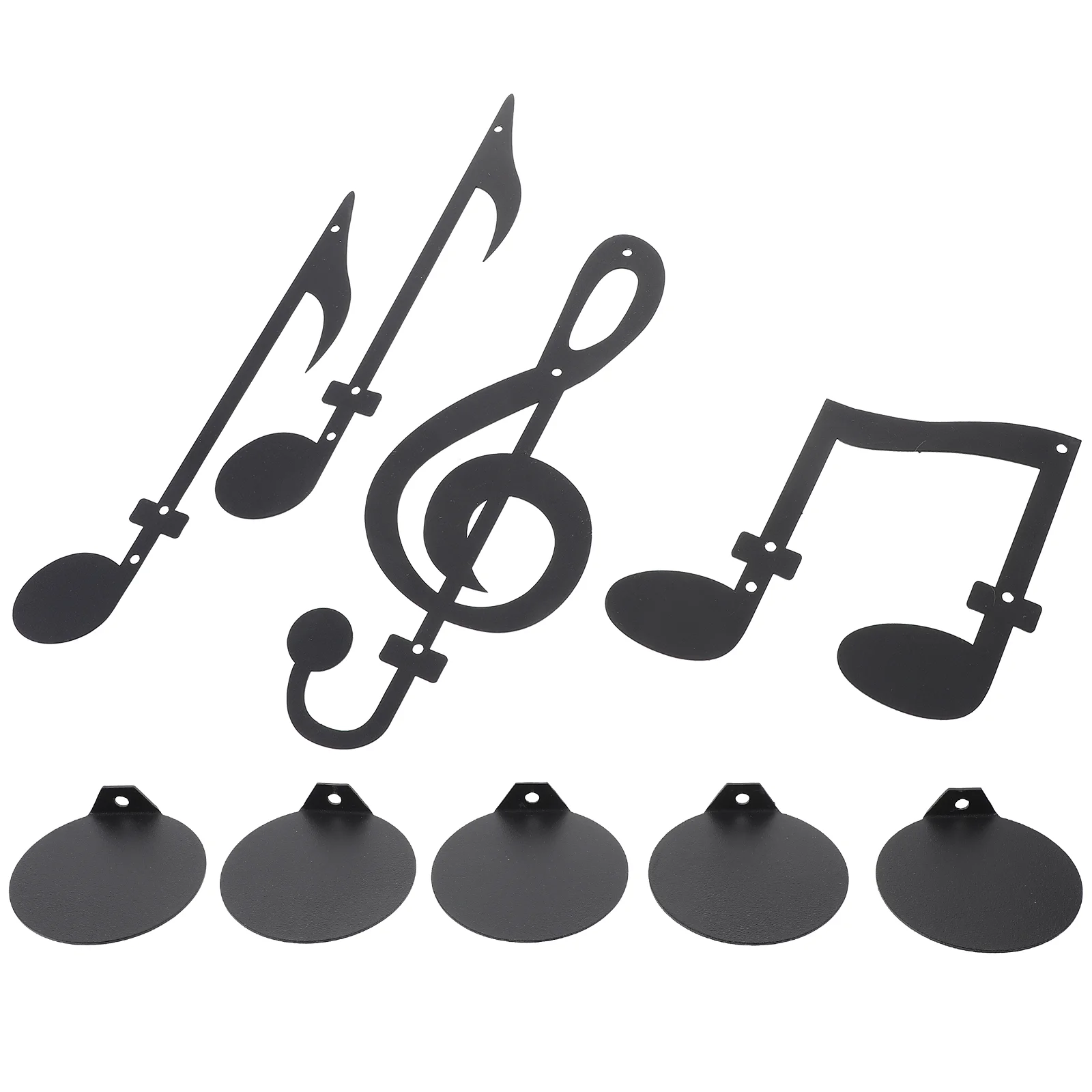 4 Pcs Musical Note Holder Black Decorative Stick Wall Hanging Metal Sconces Piece Set Creative Mounted