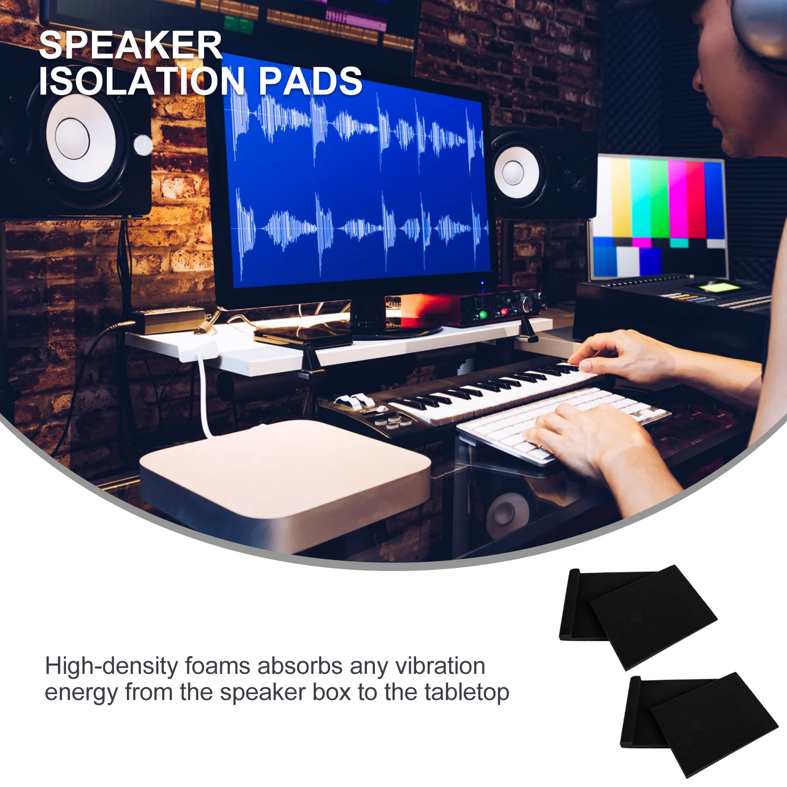 

2Pcs Versatile Angle Configurations Speaker Isolation Pads High-Density Foam Soundproof Pads Shockproof Cushion