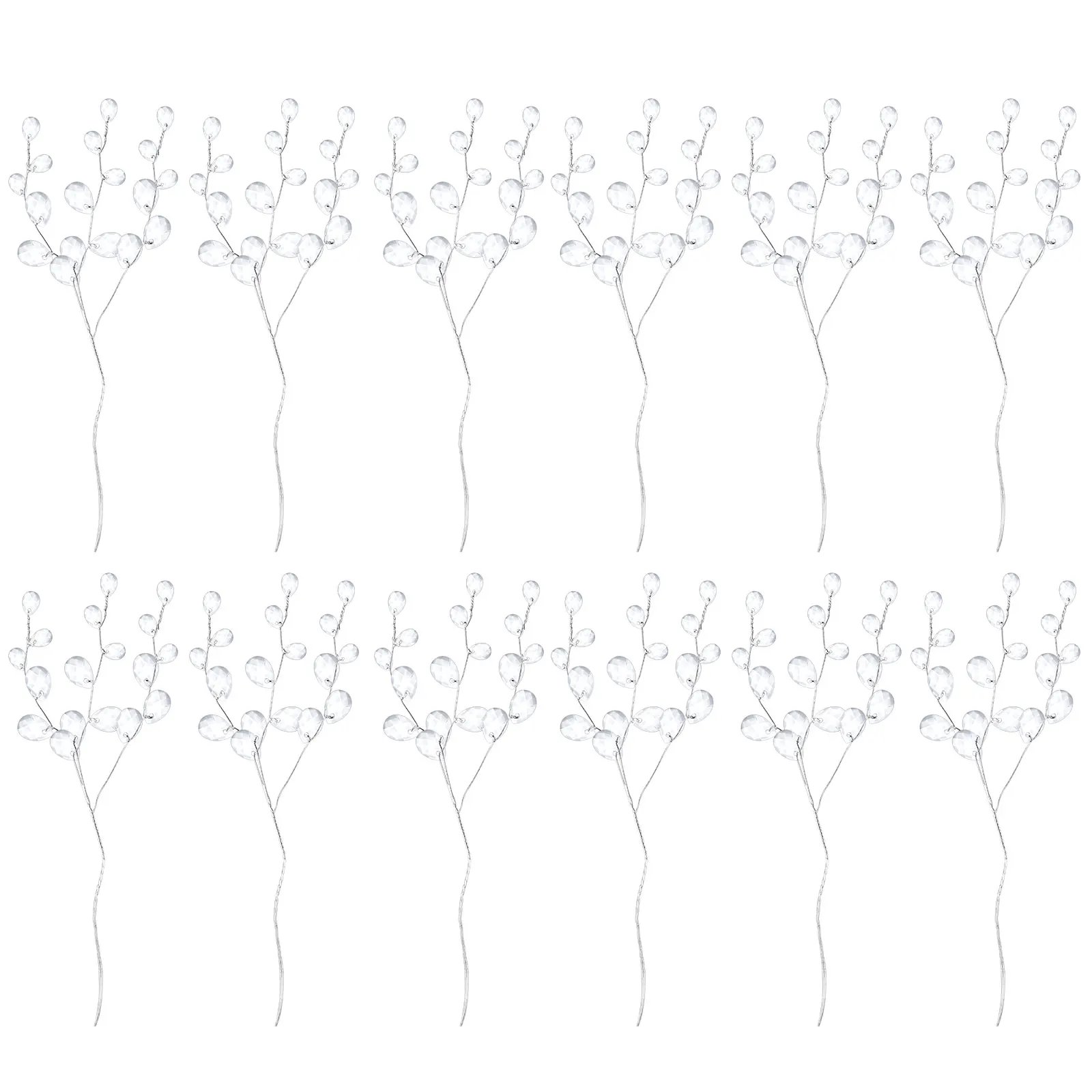 

50pcs Diy Decoration Flowers 50 Stems 17Cm White Acrylic Flower Branches For Wedding Home Decor Artificial Bouquets Bead Sprays