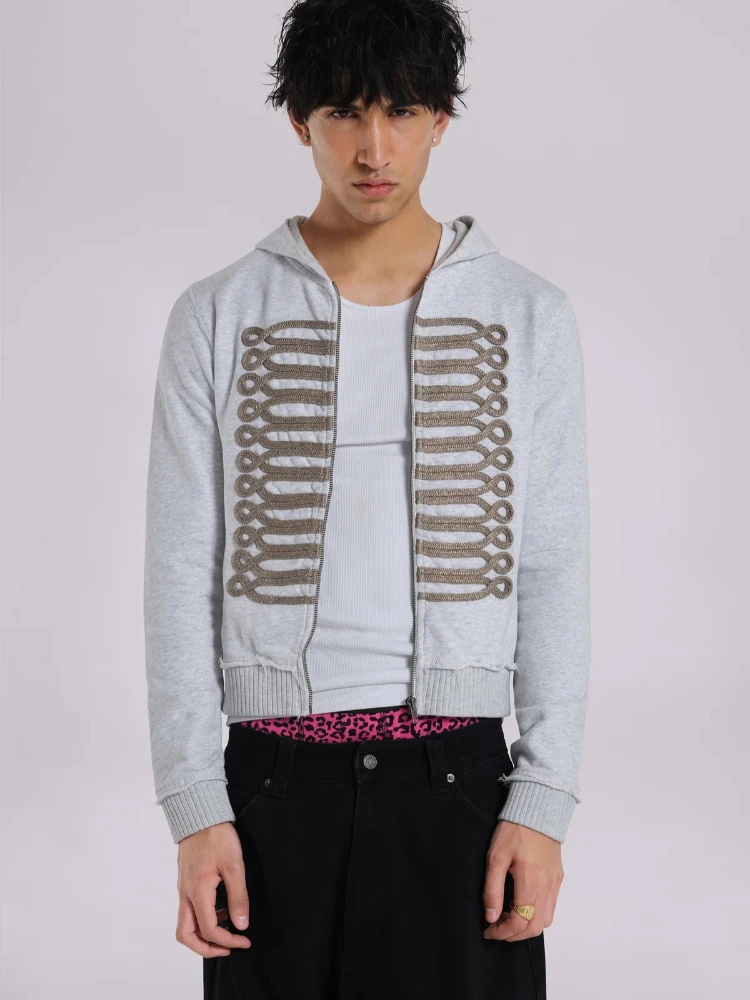 

Летняя толстовка с капюшоном в корейском стиле Харадзюку с принтом рыболовной лески, 2026, в стиле Y2K, панк, темный минималистичный стиль, на молнии