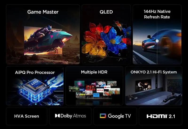65 Inch Smart Tv Screen QLED MINILED LED Television 4k Uhd Tv Screen Frameless Pixel OEM 43 50 55 75 65 85 98Inch Televiseur
