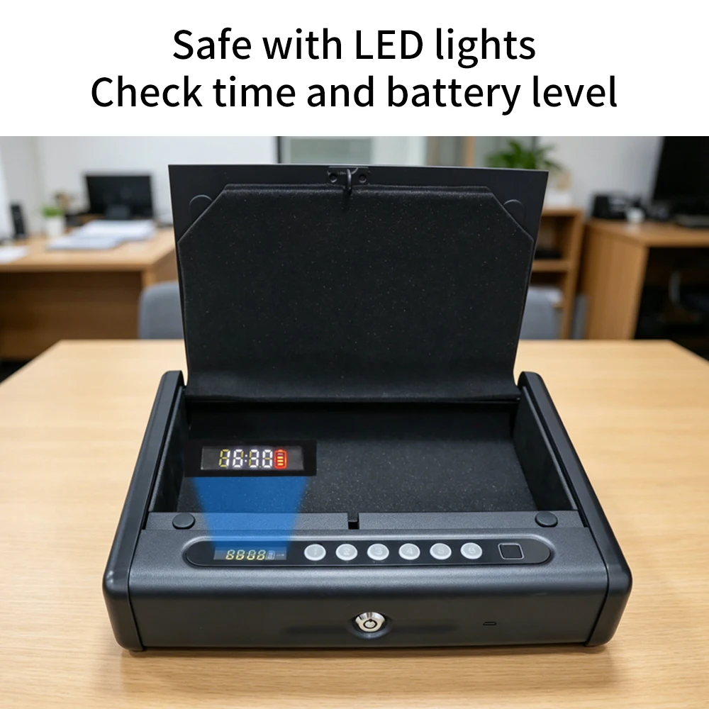Support Tuya APP Metal Safe Box Suitable for Home Rental Safety Bluetooth Fingerprint Password Key Unlock Emergency Power