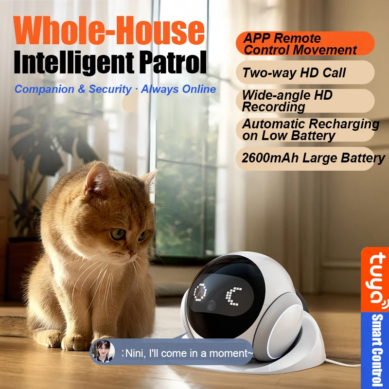 Famue Smart Child Care Robot with Pet Monitoring & Elderly Companion, APP Remote Control, 2-Way Voice Call, Motion Detection for
