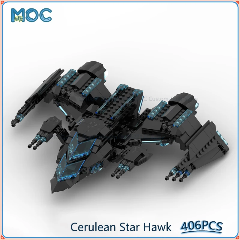 Cerulean Star Hawk Model MOC Building Blocks DIY Assemble Bricks Space Collection Display Creative Educational Toys Gifts 406PCS