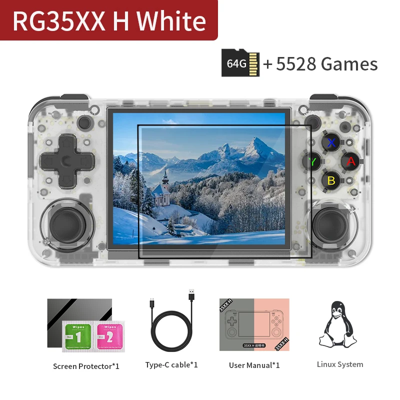 ANBERNIC RG35XX H Handheld-Spielekonsole Linux 3,5 Zoll IPS-Bildschirm H700 Retro-Videospiele-Player 3300 mAh 64G 5528 Klassische Spiele