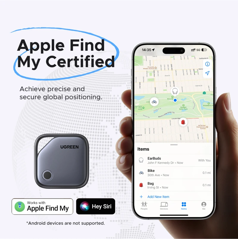 【 Charging Model 】Smart Tag Bluetooth Item Finder USB C Rechargeable Battery Last 1 Year Tracker For Apple Find My (iOS Only)
