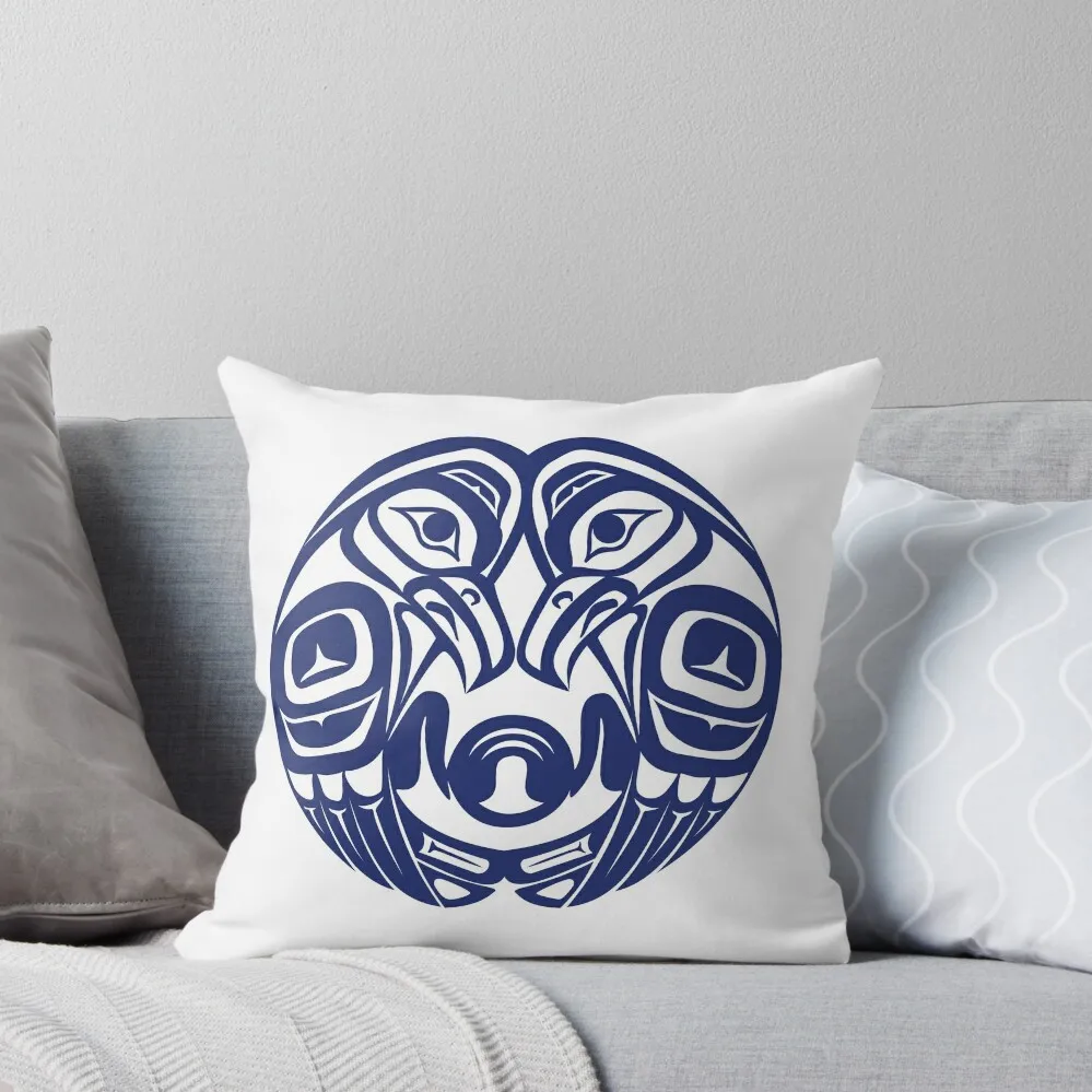 

Double raven circle pacific northwest formline salish haida eagle moon Throw Pillow Pillows Aesthetic Sofa Decorative Covers