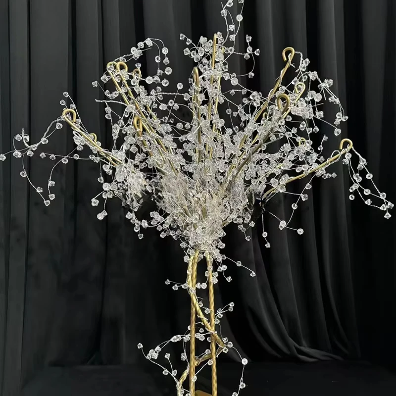 Nika Luxury Wedding Event Reception Decoration Light Emitting Diode Lighting Center Gold Crystal Tree