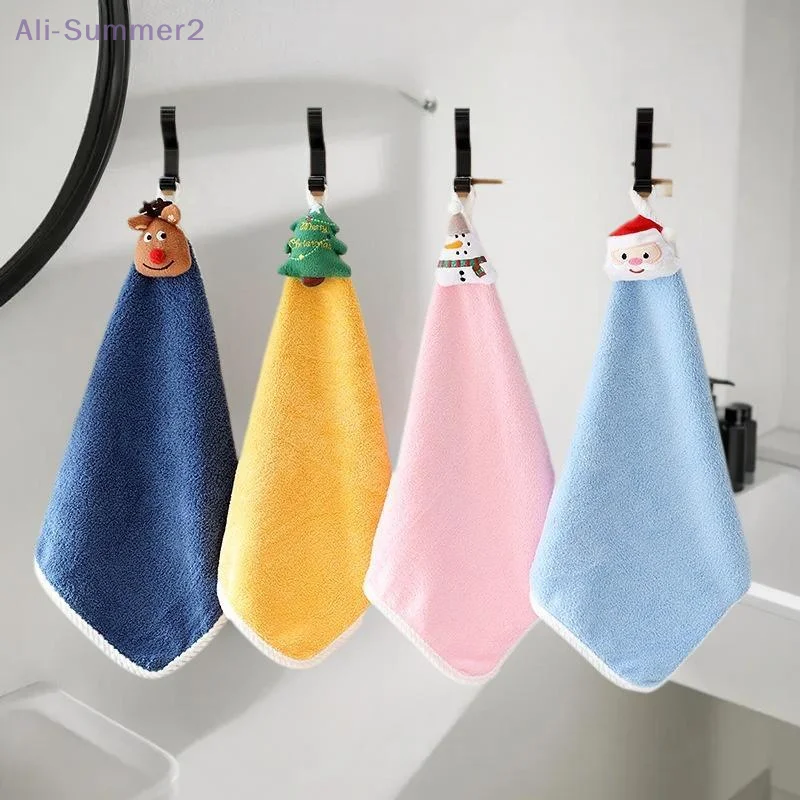 أطفال عيد الميلاد نمط منشفة اليد الكرتون الأيائل ثلج سانتا كلوز شجرة عيد الميلاد منشفة مخملية الحمام منشفة معلقة الامتزاز القماش