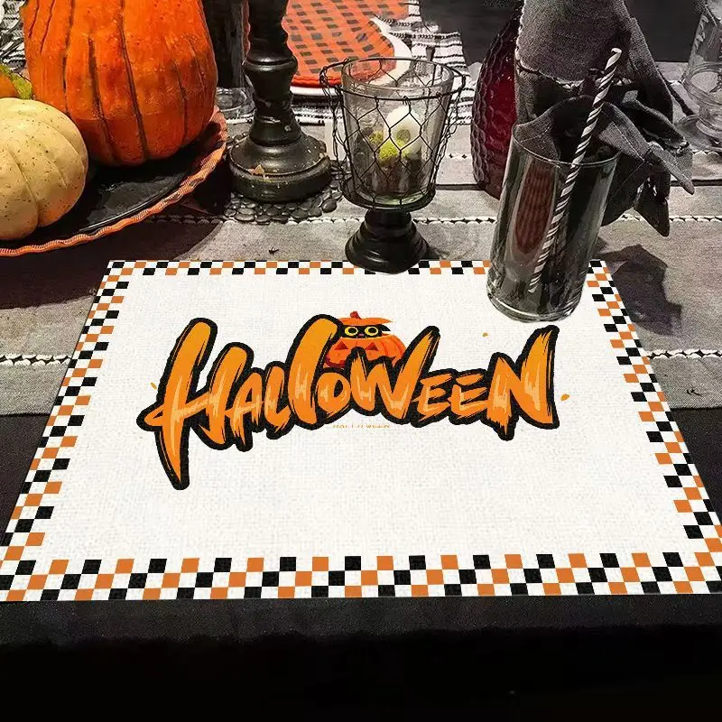 VIKAMA Halloween Themed Placemat Spooky Haunted House Bat Table Mat for Dining Table Kitchen Decor
