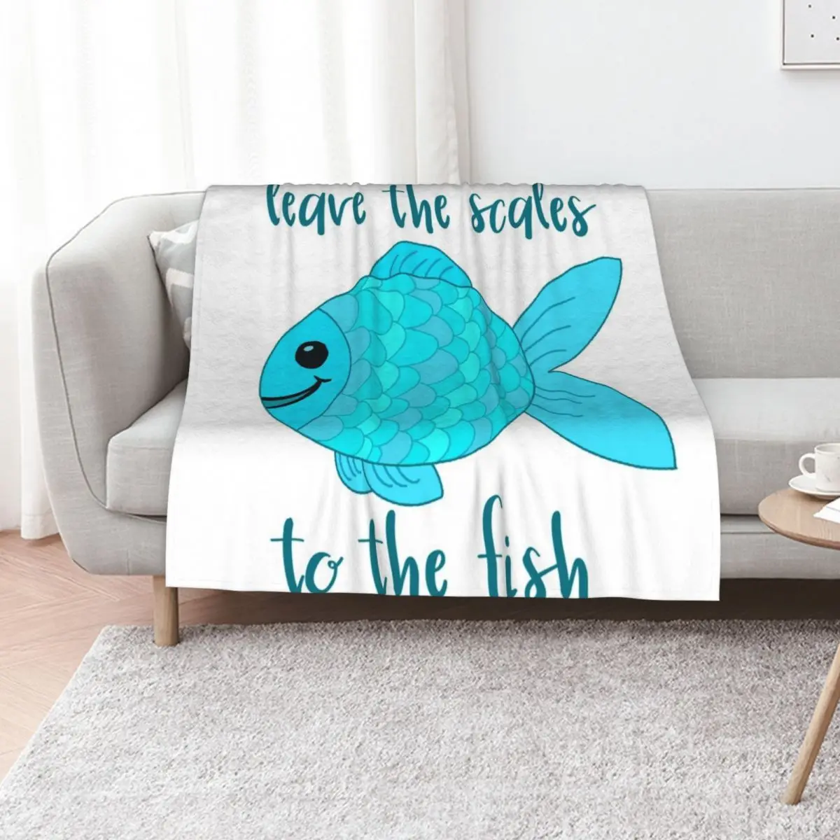 Leave the Scales to the Fish in Blue Throw Blanket Winter beds Decoratives bed plaid Thermal manga Hair Blankets