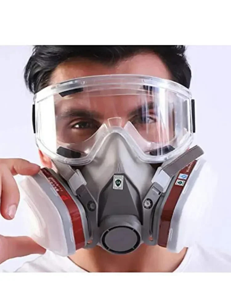 6200 Industrie-Atemschutzmaske, halbe Gesichtsmaske für Sprühmalerei, chemische organische Dämpfe, Staubschutz mit Schutzbrillenfiltern – Detail 2