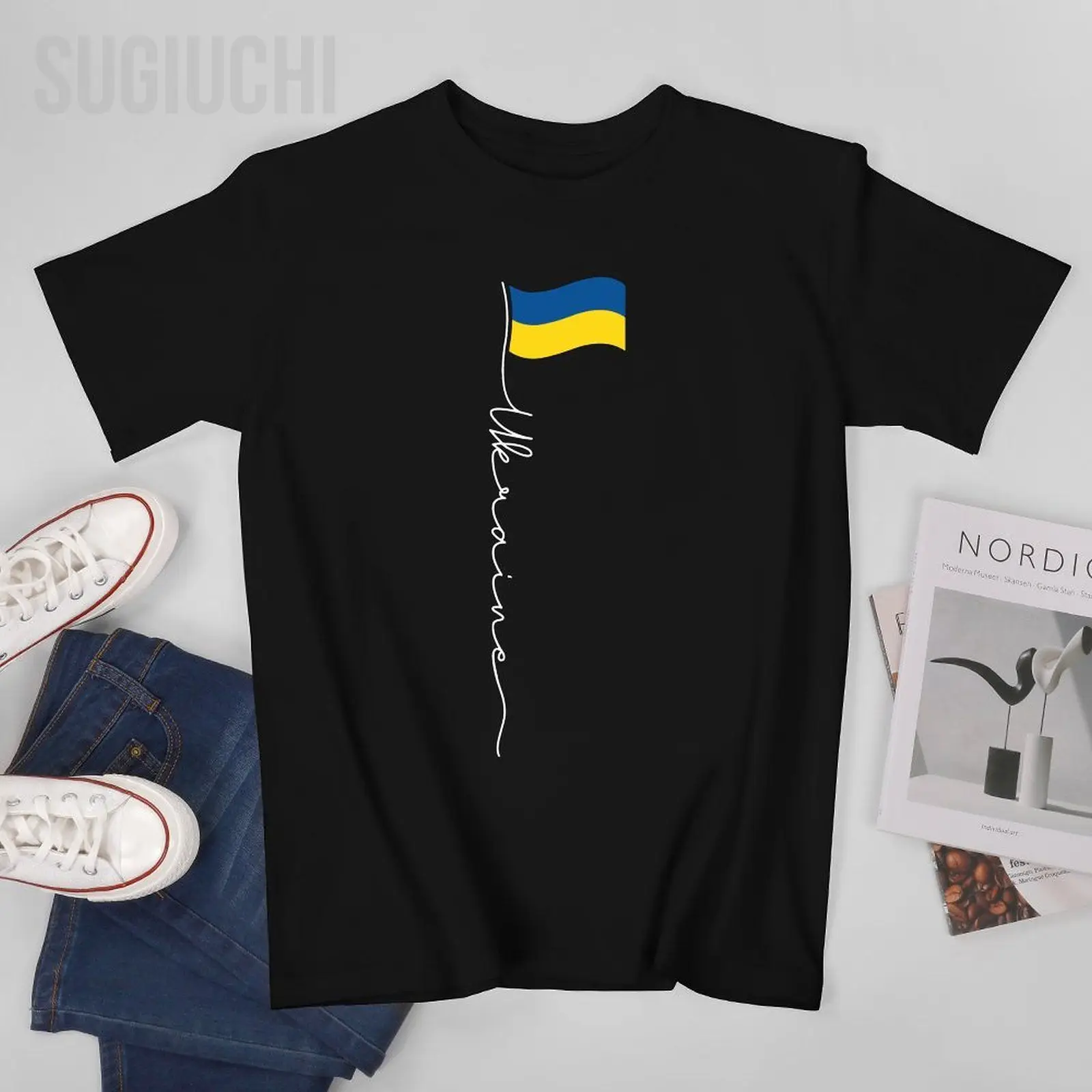 Unisex Men Ukraine Signature Flag Pole - Patriotic Ukrainian Flag Tshirt Tees T Shirts Women Boys 100% Cotton T-Shirt