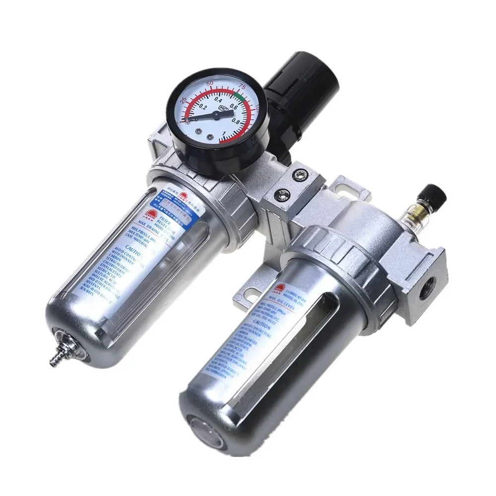 Air Compressor Oil Lubricator Moisture Water Trap Filter Regulator With Mount SFC-200 1/4'' 1/2'' 3/8'' 0-1Mpa 0-150 PSI