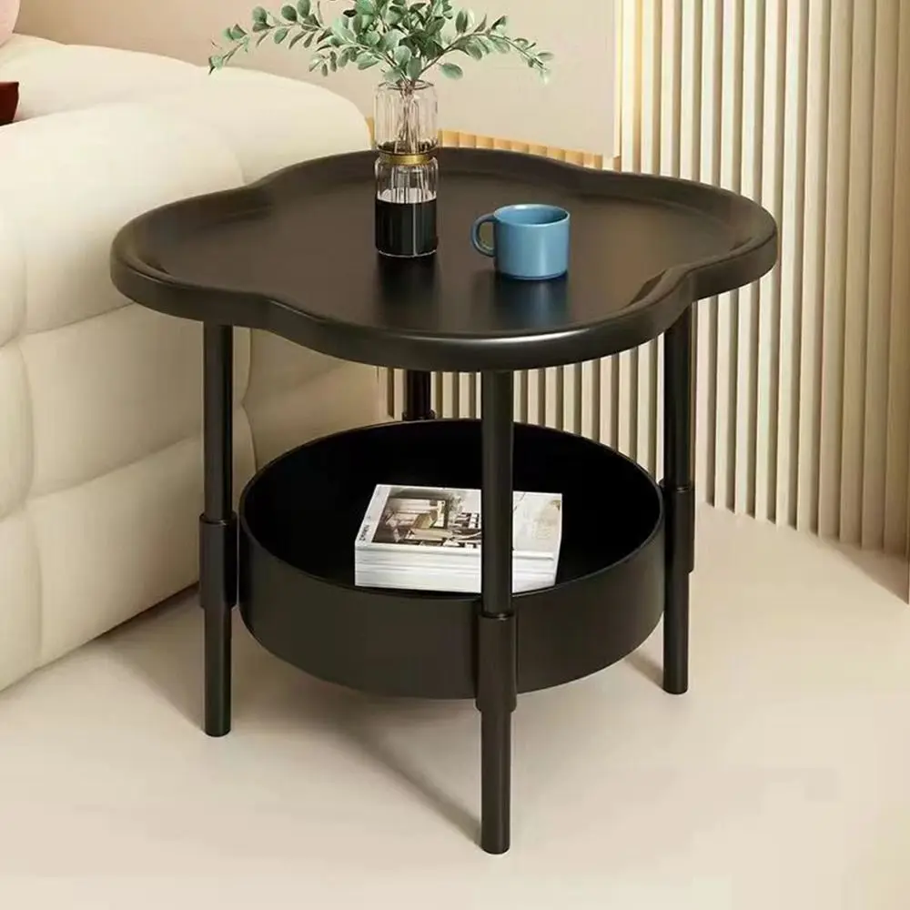Modern 40*40CM Side Table Plastic Double Layer End Table With Storage Samll Bedside Table for Living Room