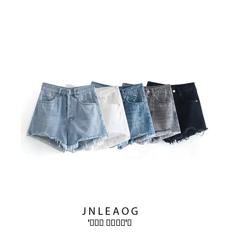 Dżinsowe spodnie z wysokim stanem, damskie, modne, uniwersalne, z dziurami, jesienne nowości, JNLEAOG 436520, luźny krój, poliester.