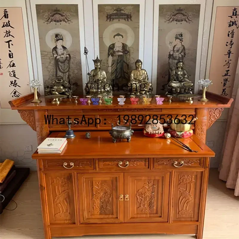 

X2 solid wood table set cabinet incense case table elm Buddha table living room decoration