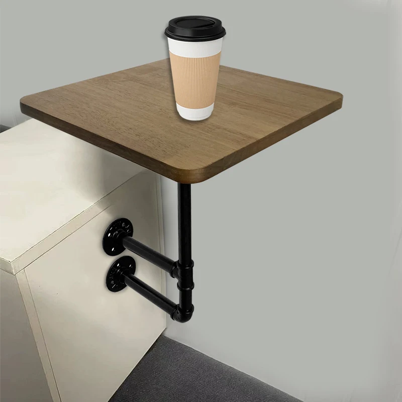 Wood Wall Square Table Commercial Tea Shop Dining Table Space-Saving Bistro Desk Multi-Purpose Conference Table for Cafe
