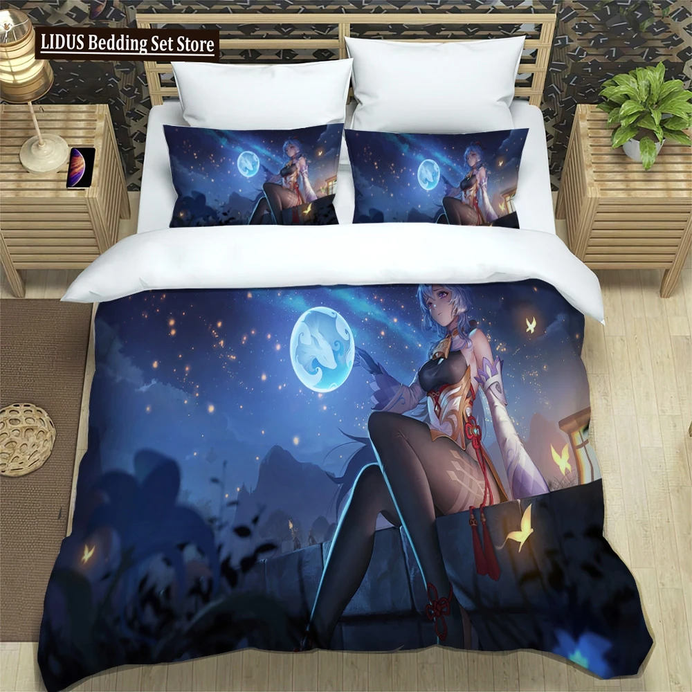 

Genshin Impact Element Duvet Cover Set 3 Pieces Cartoon Bedding Set Bedroom Dormitory Soft Single Double Duvet Cover For Boys