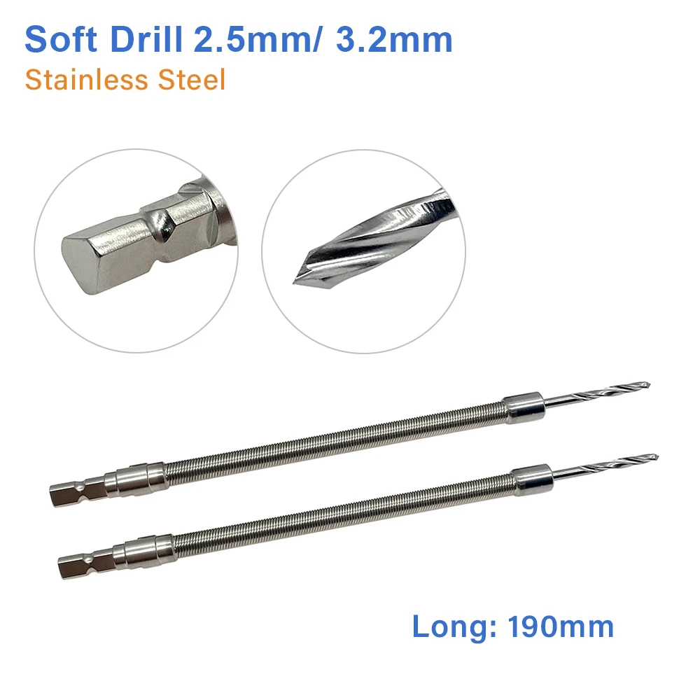 2.0  2.5  3.2mm Soft Drill Stainless steel Flexible Drill Bit Orthopedic Bone Drill Bit Orthopedics Surgical Instruments