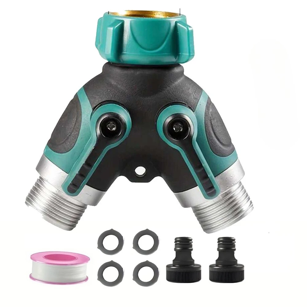 Y-Type Zinc Alloy Garden Hose Splitter 2 Way Faucet Diverter Internal Thread Water Connector 1 In 2 Out Tap Irrigation Adapter