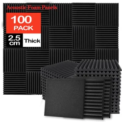 100Pcs 30x30x2.5cm Studio Acoustic Foam Panel Soundproof Wall Noise Protective Foam Sound Absorption Treatment Panel KTV Room