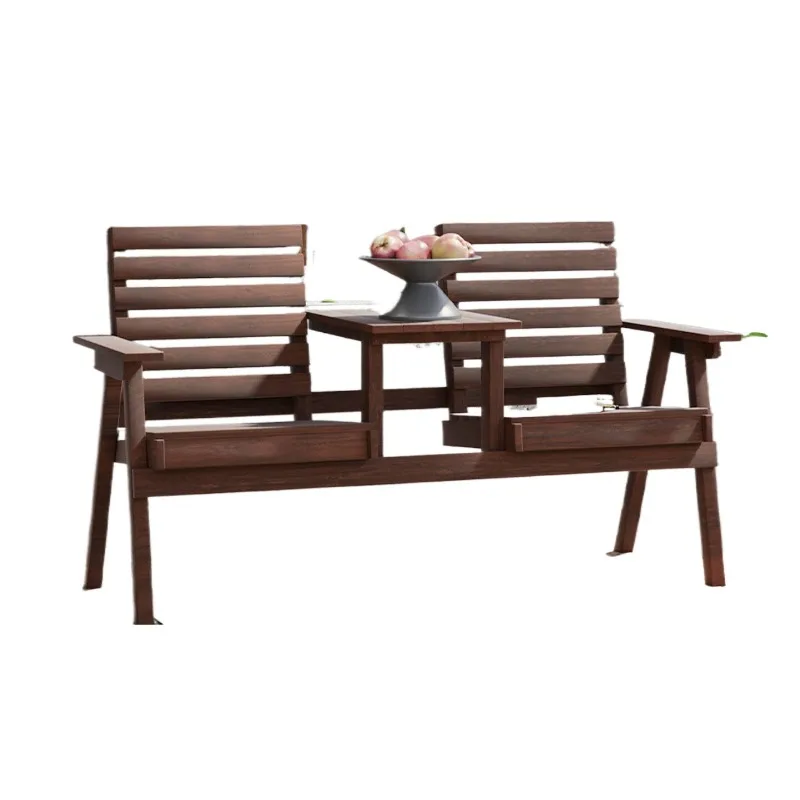 Balcony solid wood tables and chairs carbonized preservative wood