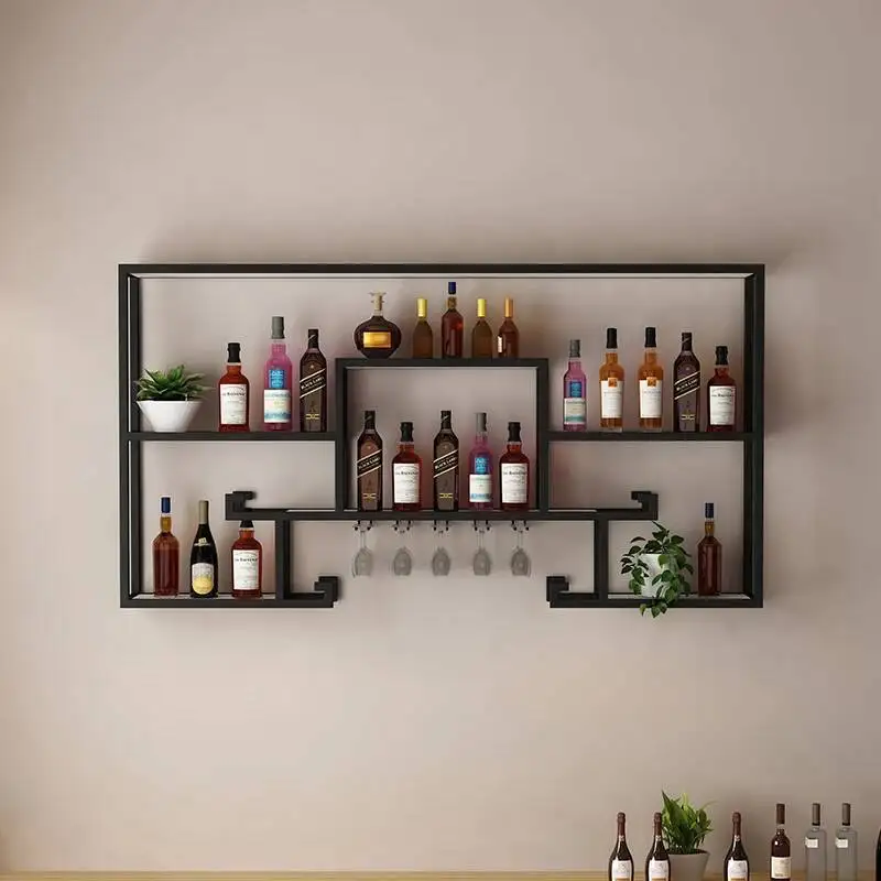 Metalen planken Alcoholkasten Wandmontage Scandinavisch restaurant Drankvitrinekast Drankjes Modern Angolo Barmeubilair