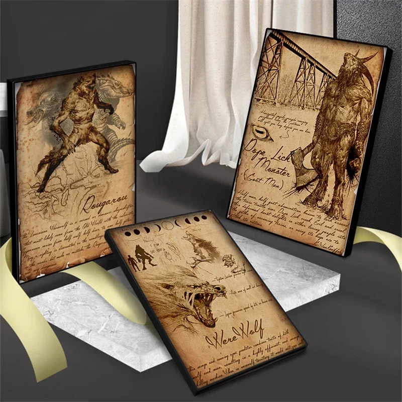 Horror Vampire Mythical Monster Sexy Devil Girl Posters Werewolf Magic Witchcraft Aesthetic Canvas Painting Room Decoration
